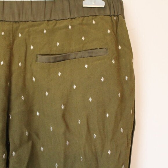 Anthropologie Olive Cropped Pants with Dots - Picture 5 of 8